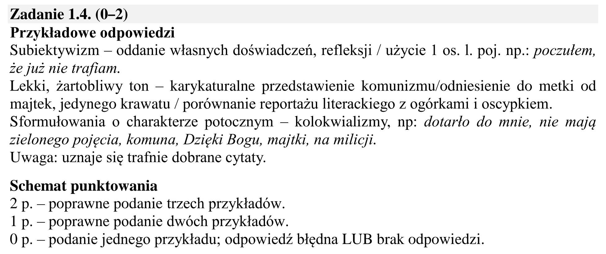 Matura dodatkowa, czerwiec 2016, odpowiedź do zadania 1.4