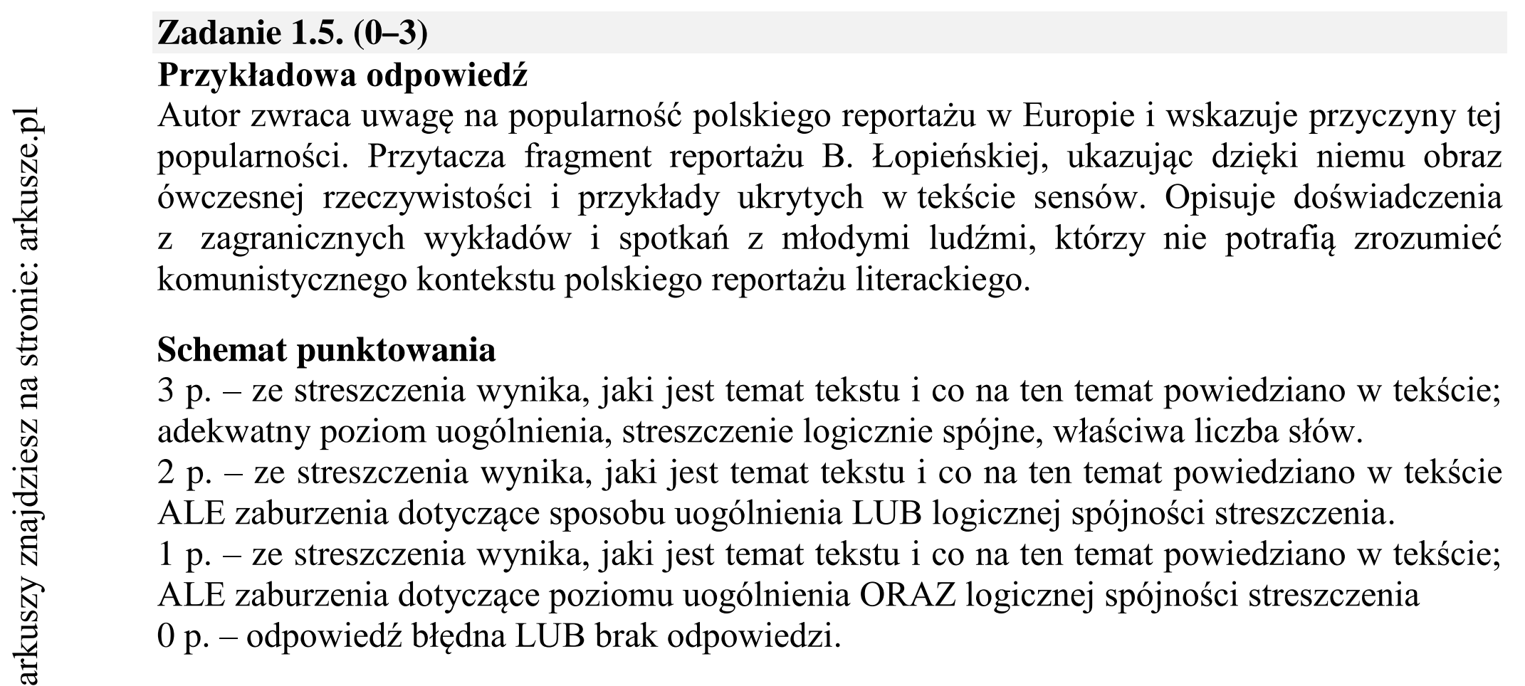 Matura dodatkowa, czerwiec 2016, odpowiedź do zadania 1.5