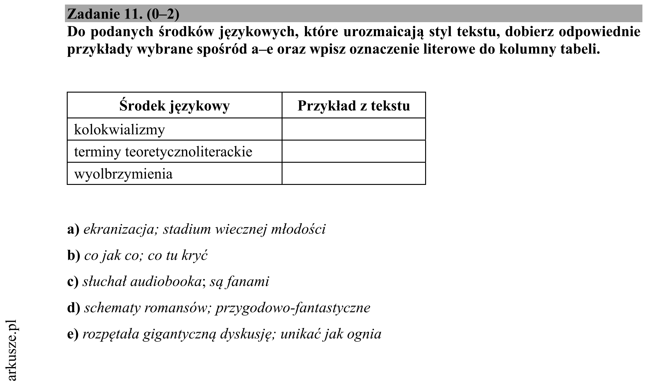 Matura dodatkowa, czerwiec 2018, podgląd zadania 11