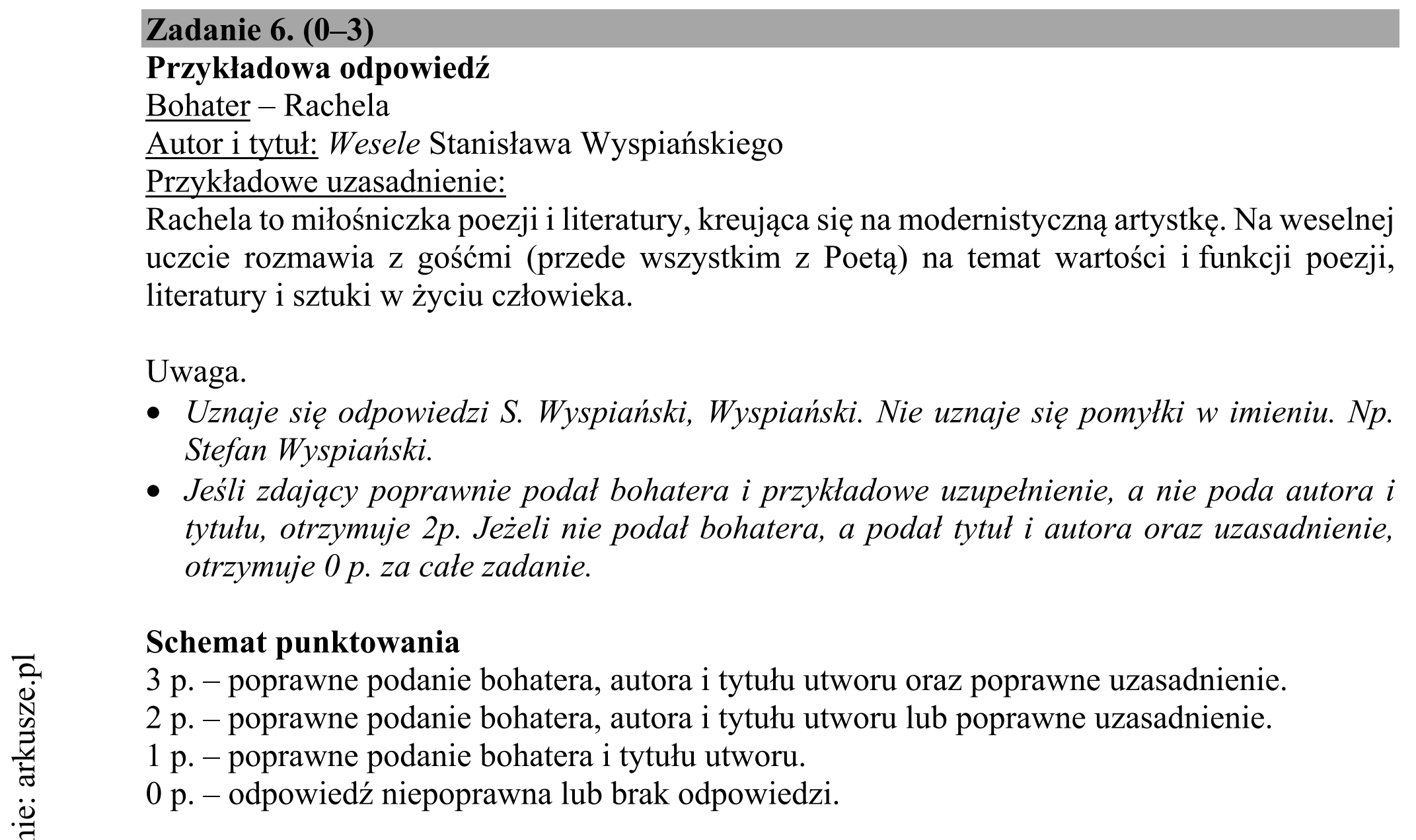 Matura dodatkowa, czerwiec 2019, odpowiedź do zadania 6