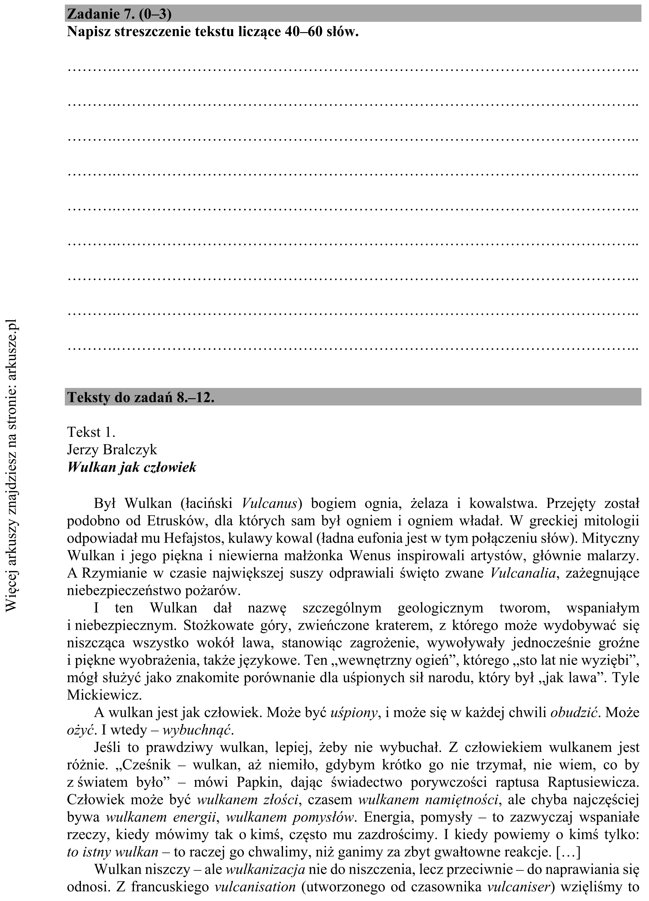 Matura dodatkowa, czerwiec 2019, podgląd zadania 7, fragment 1