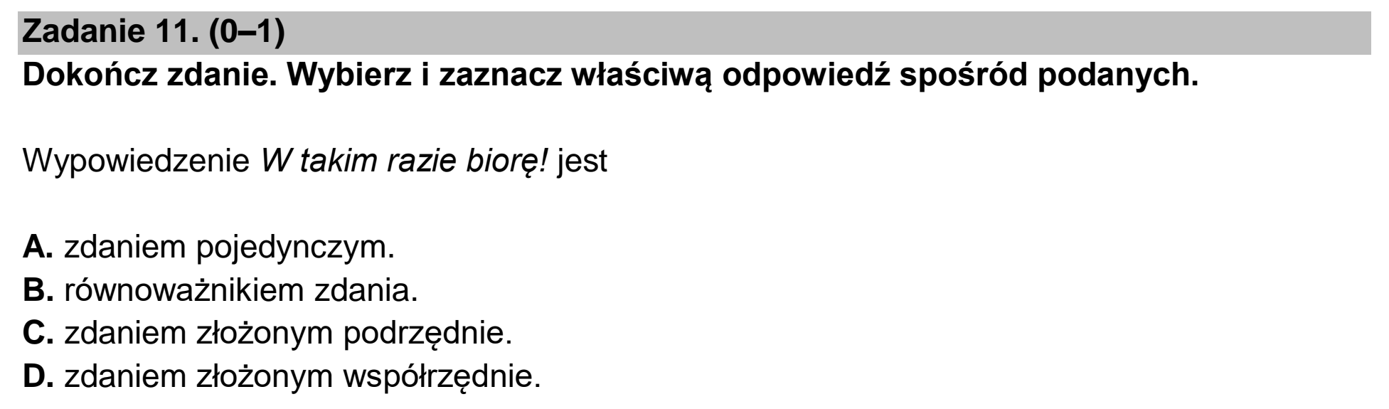 Matura dodatkowa, czerwiec 2025, podgląd zadania 11