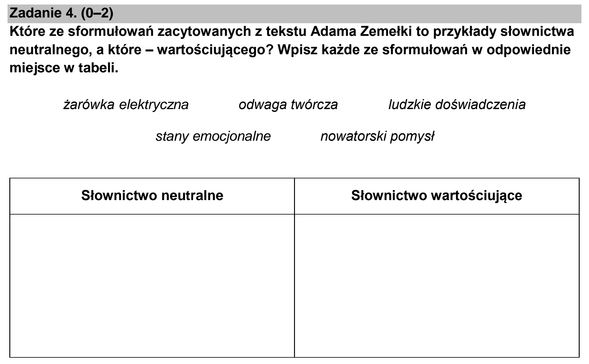 Matura dodatkowa, czerwiec 2026, podgląd zadania 4