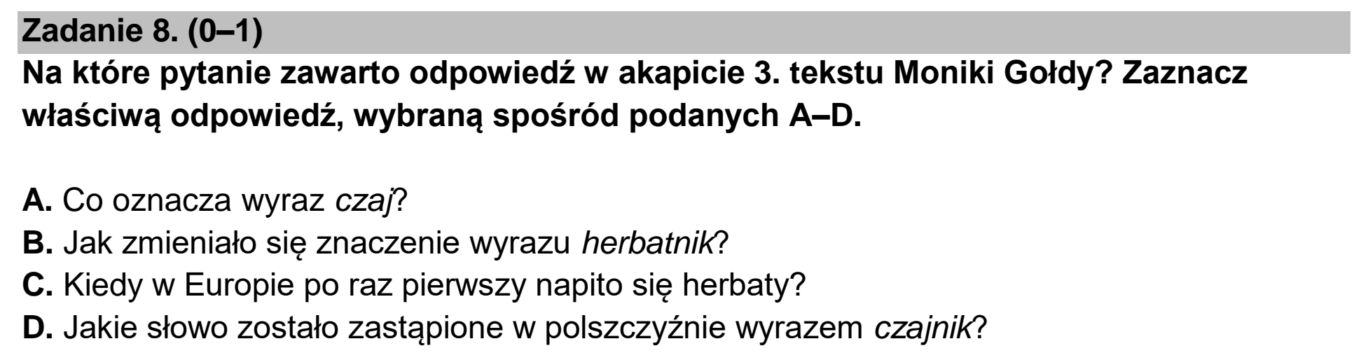 Matura dodatkowa, czerwiec 2026, podgląd zadania 8