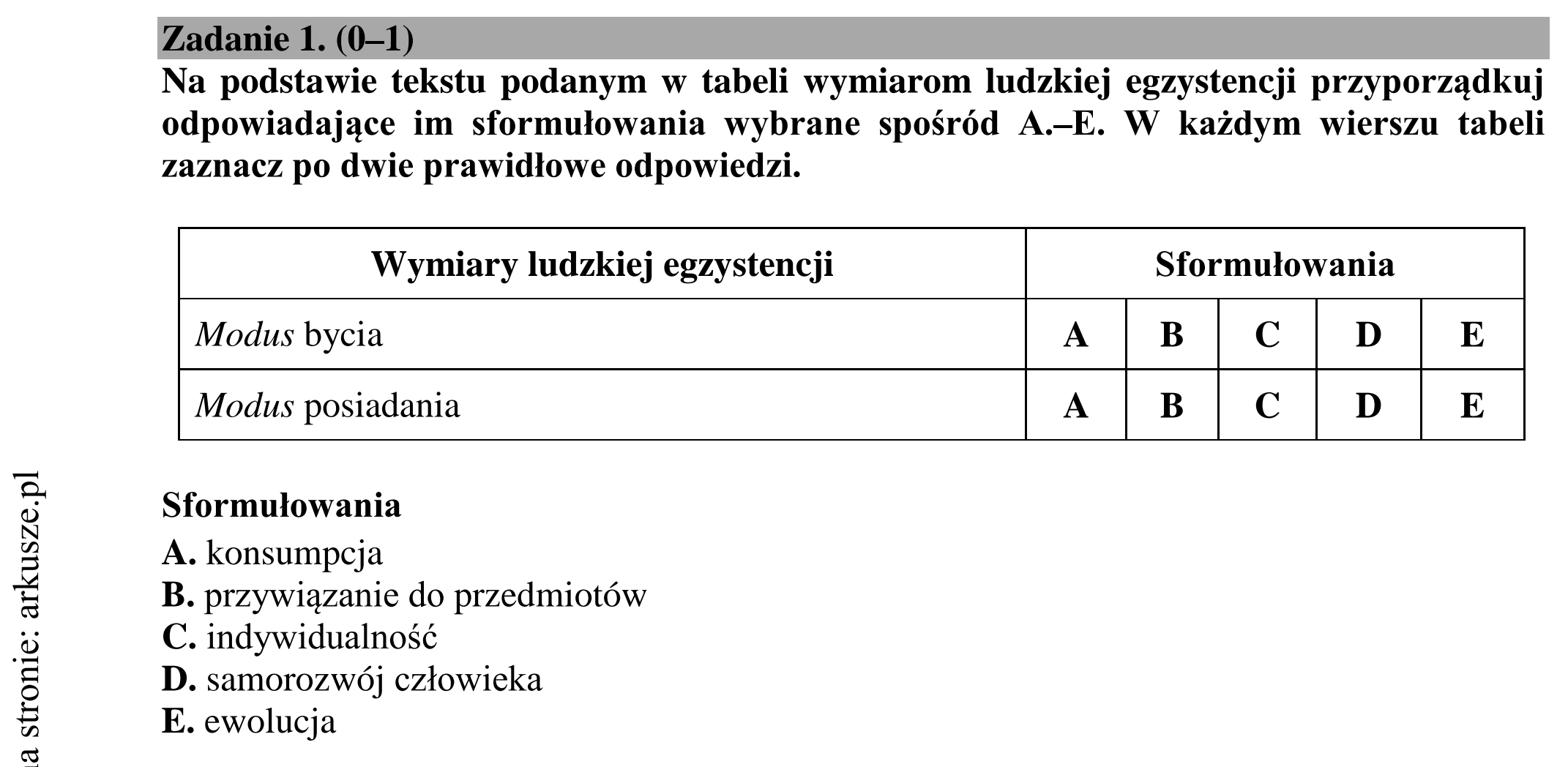 Matura dodatkowa, lipiec 2020, podgląd zadania 1
