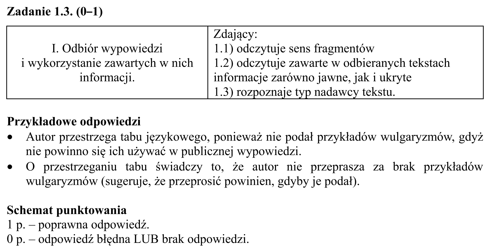 Matura, maj 2015, odpowiedź do zadania 1.3