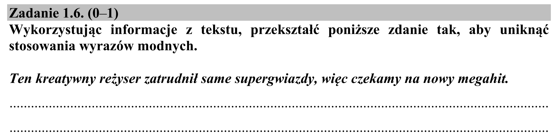 Matura, maj 2015, zadanie 1.6