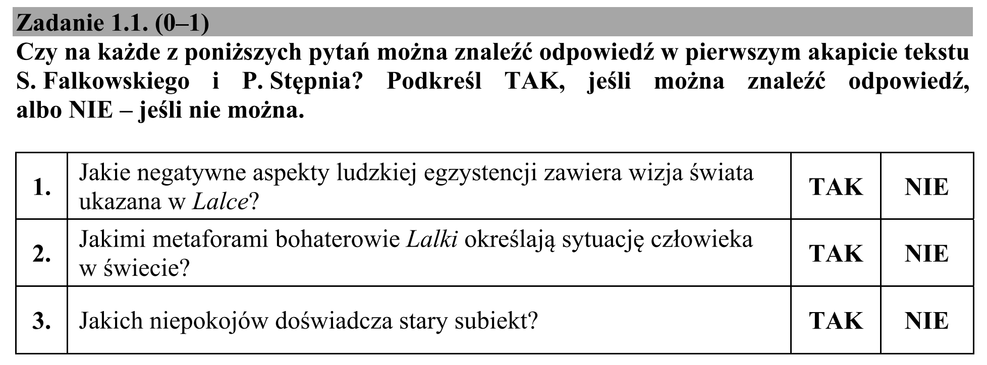 Matura, maj 2016, zadanie 1.1