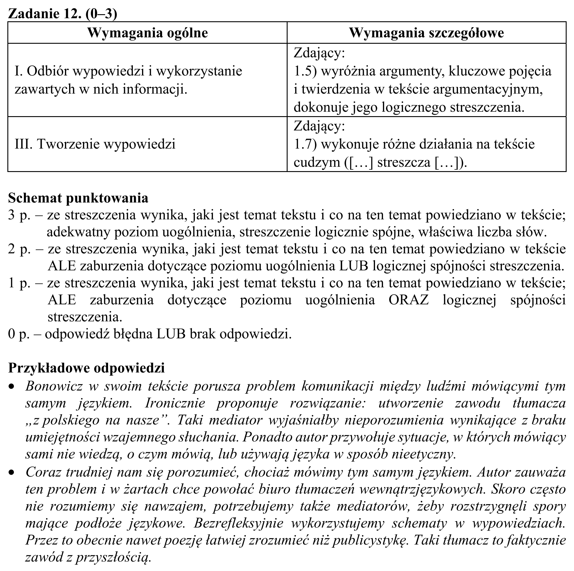 Matura, maj 2018, odpowiedź do zadania 12