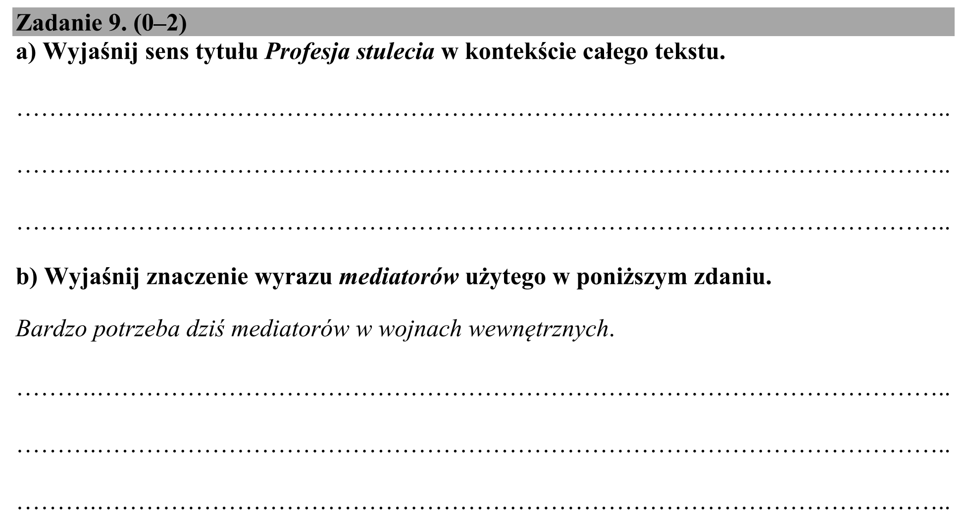 Matura, maj 2018, podgląd zadania 9