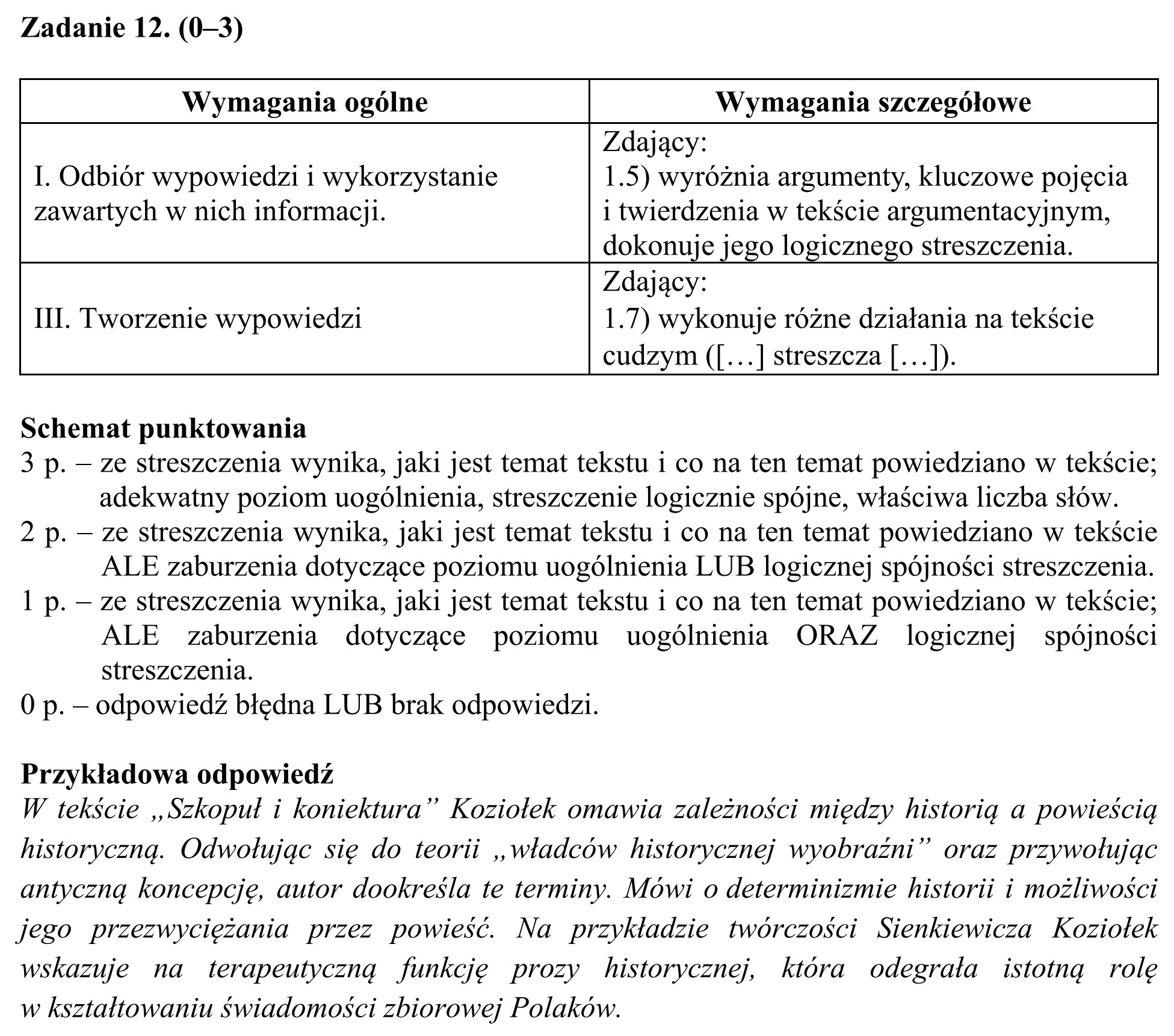 Matura, maj 2019, odpowiedź do zadania 12