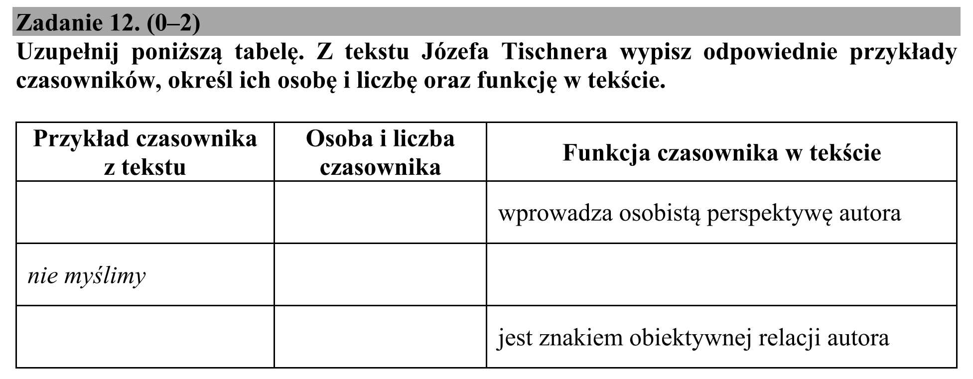 Matura, maj 2020, podgląd zadania 12