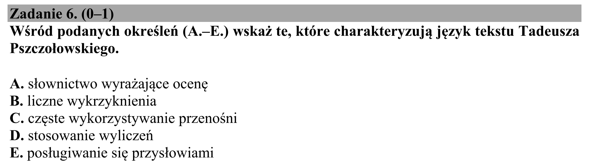 Matura, maj 2020, podgląd zadania 6