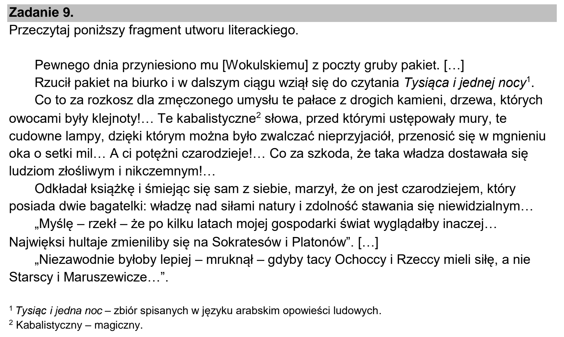 Matura, maj 2023, wstęp zadania 9