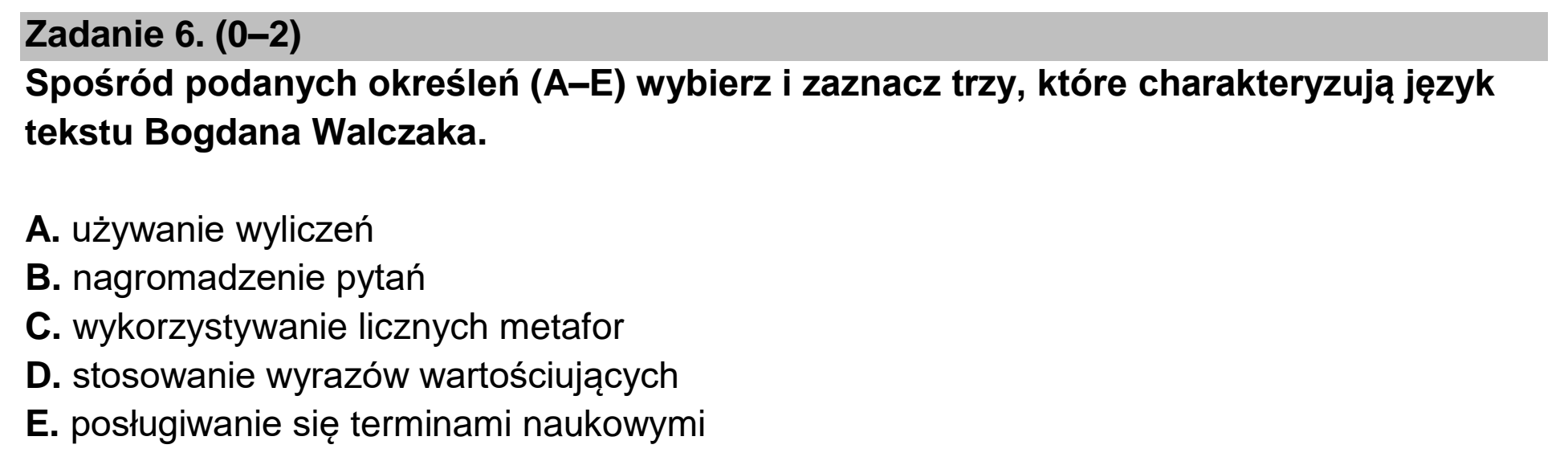 Matura, maj 2026, podgląd zadania 6, fragment 1