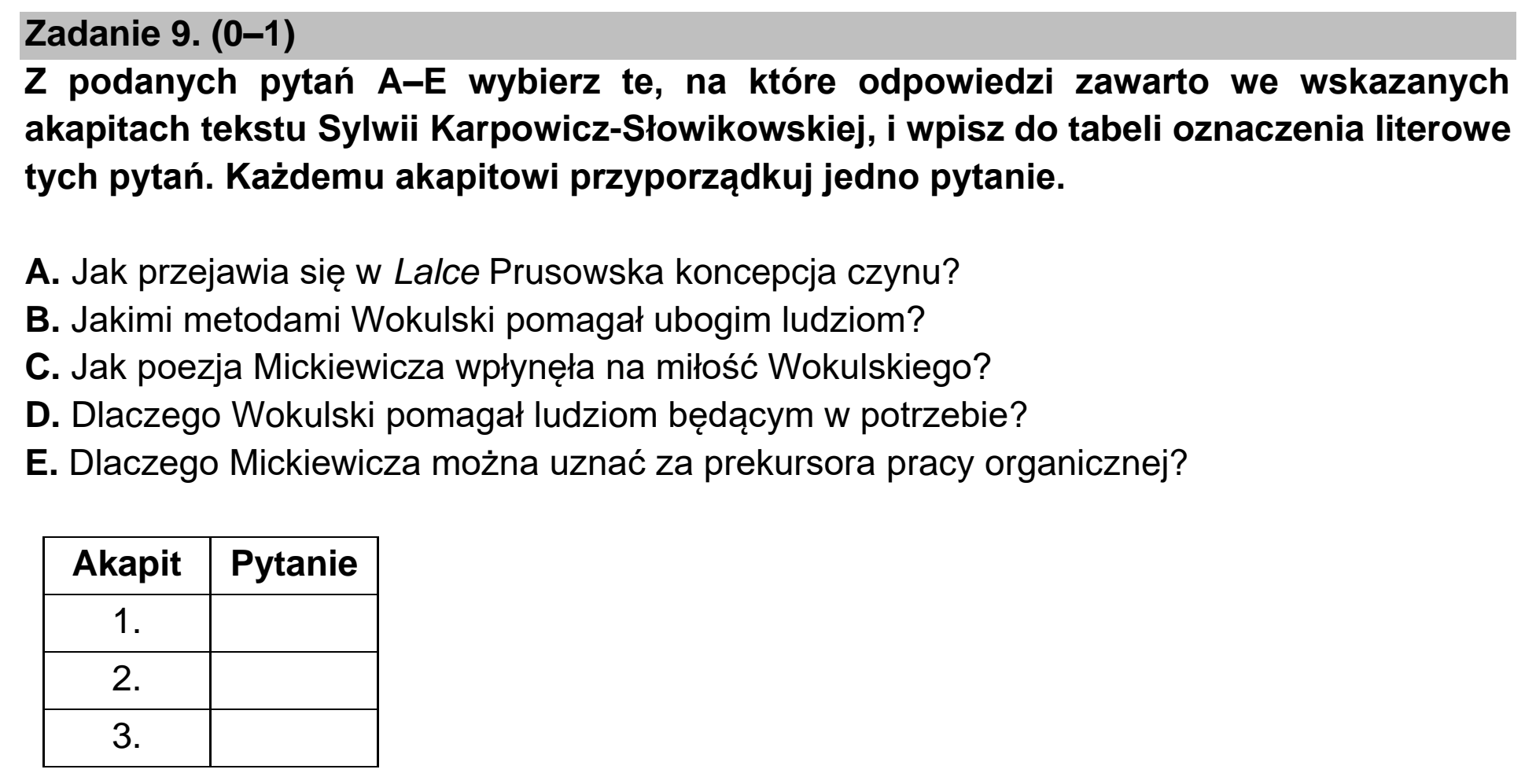 Matura próbna, marzec 2021, podgląd zadania 9