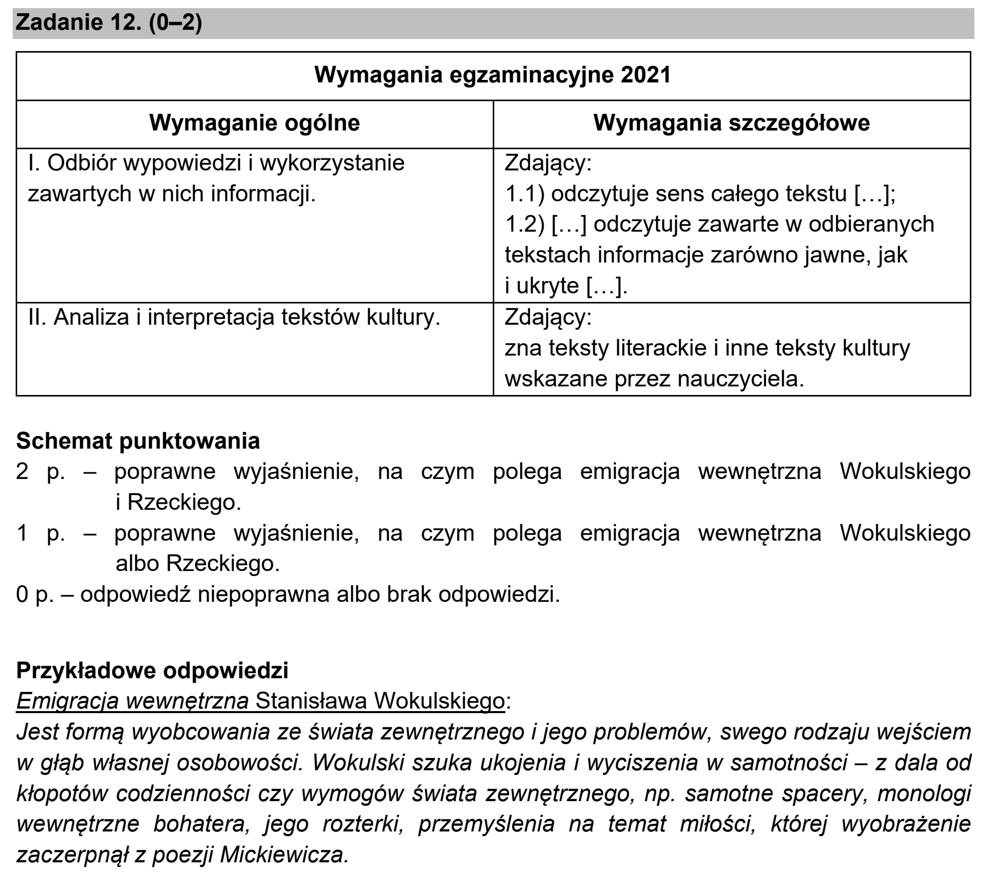 Matura próbna, marzec 2021, odpowiedź do zadania 12, fragment 1
