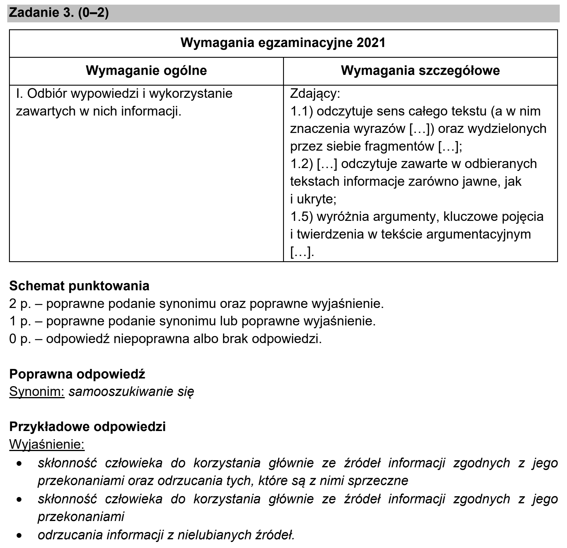 Matura próbna, marzec 2021, odpowiedź do zadania 3