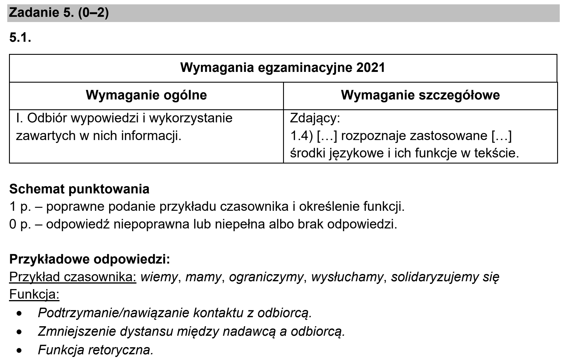 Matura próbna, marzec 2021, odpowiedź do zadania 5