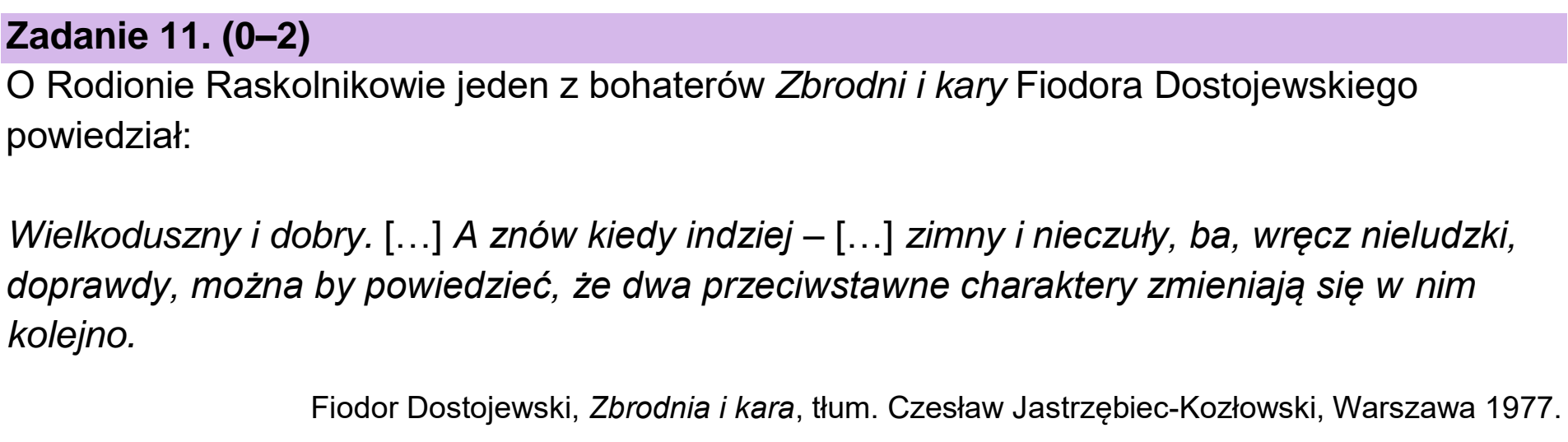 Matura dodatkowa, czerwiec 2026, podgląd zadania 11, fragment 1