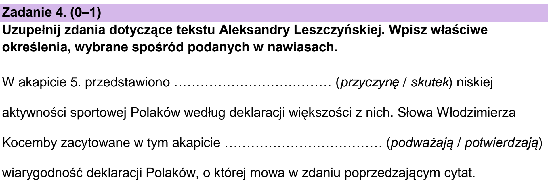 Matura dodatkowa, czerwiec 2026, podgląd zadania 4