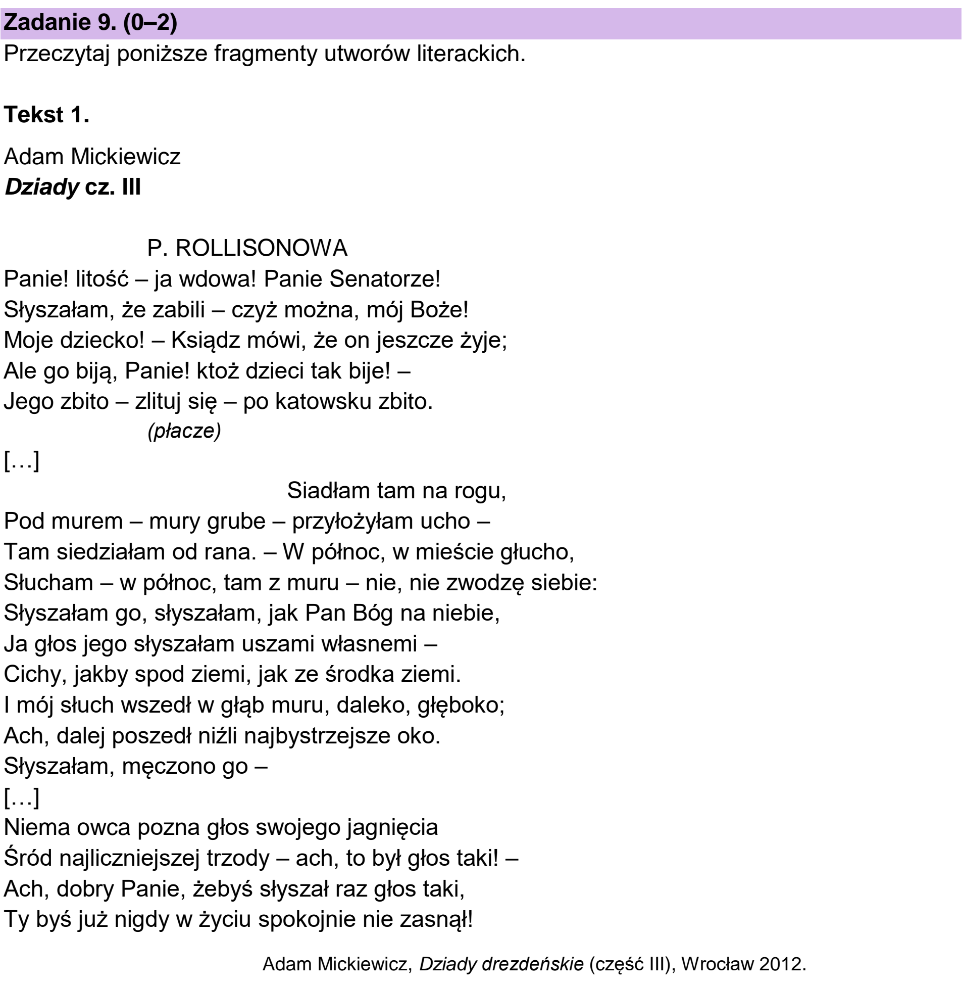 Matura, maj 2025, podgląd zadania 9, fragment 1
