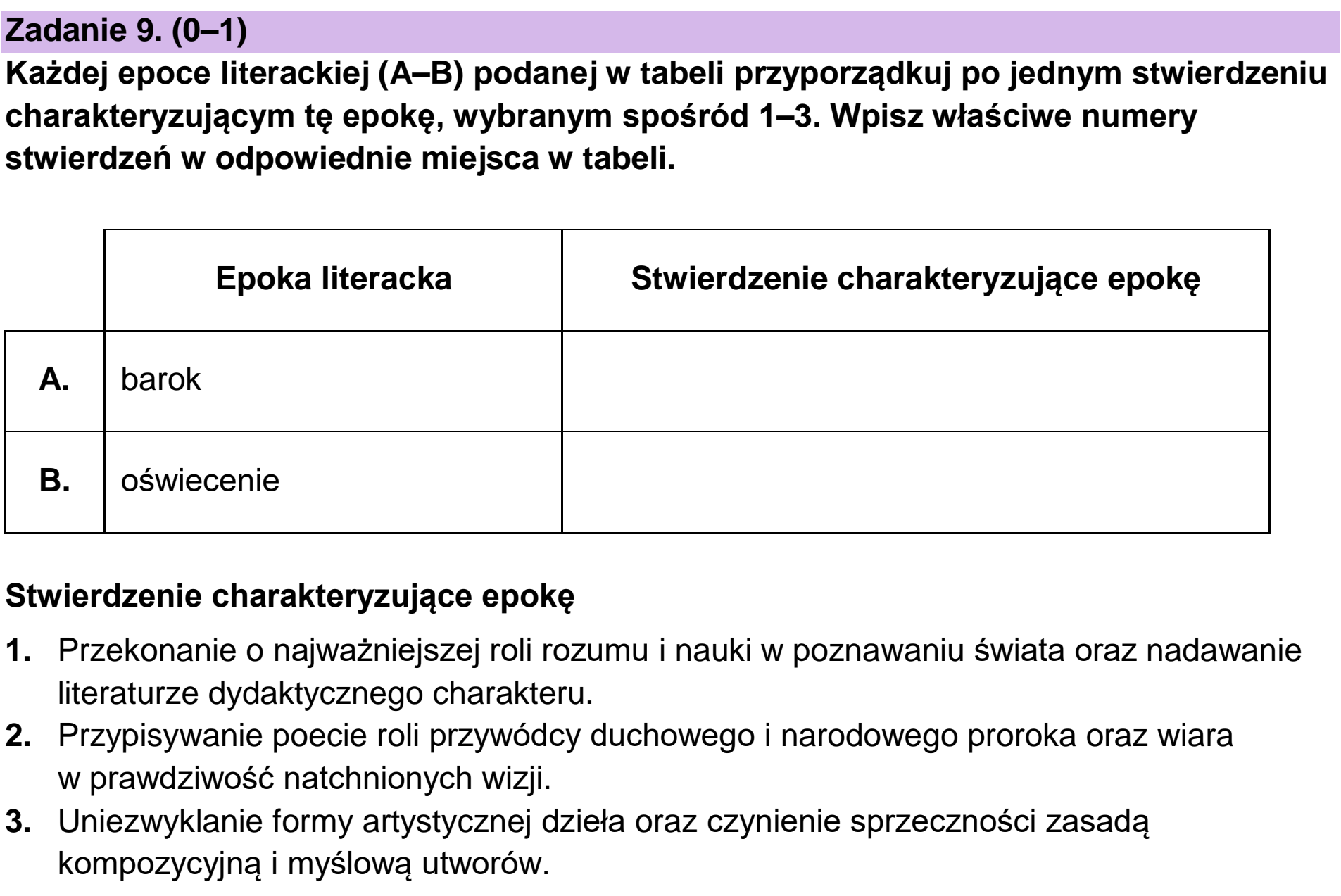 Matura próbna, marzec 2026, podgląd zadania 9