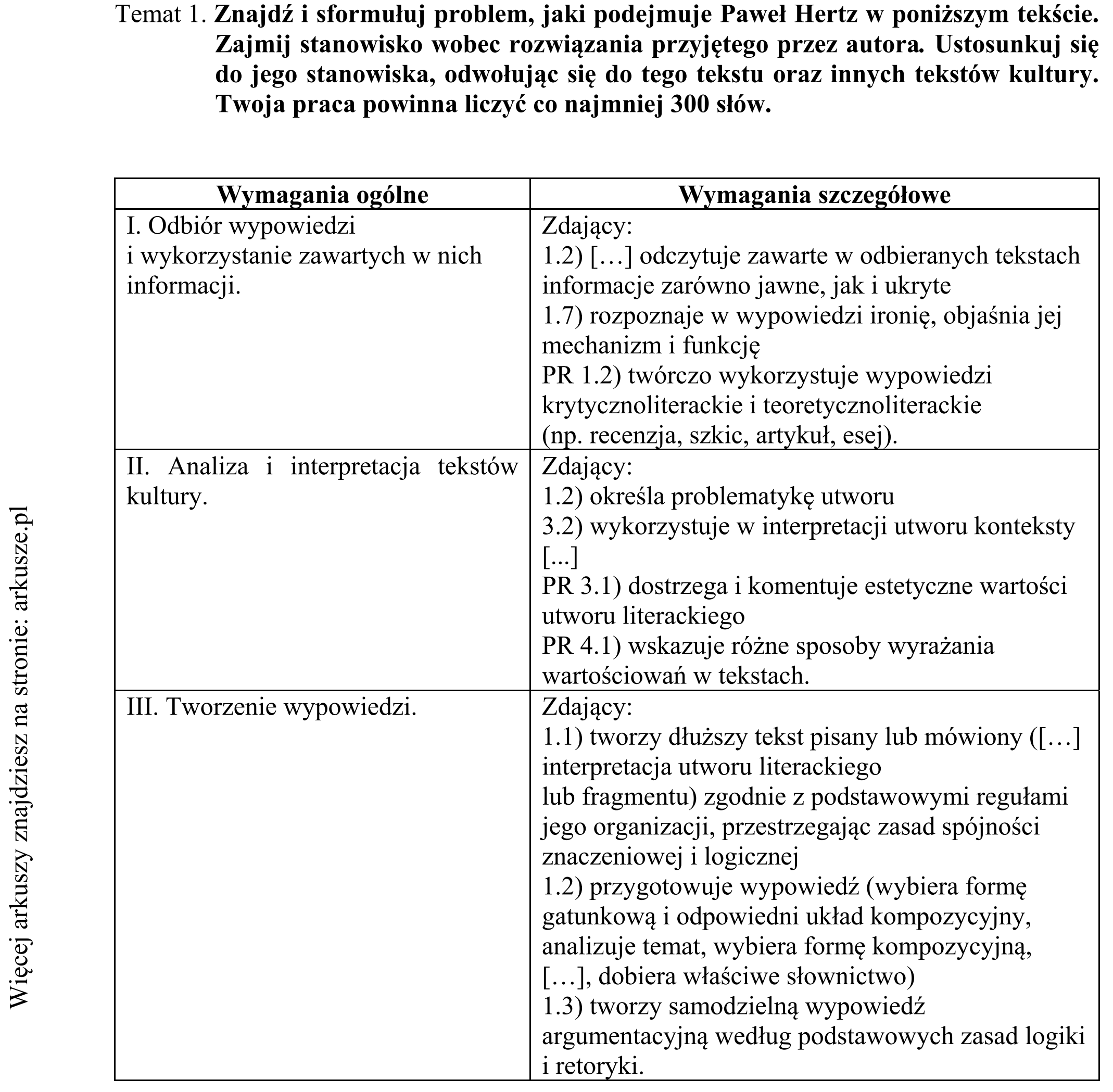 Matura dodatkowa, czerwiec 2015, odpowiedź do zadania 1, fragment 1