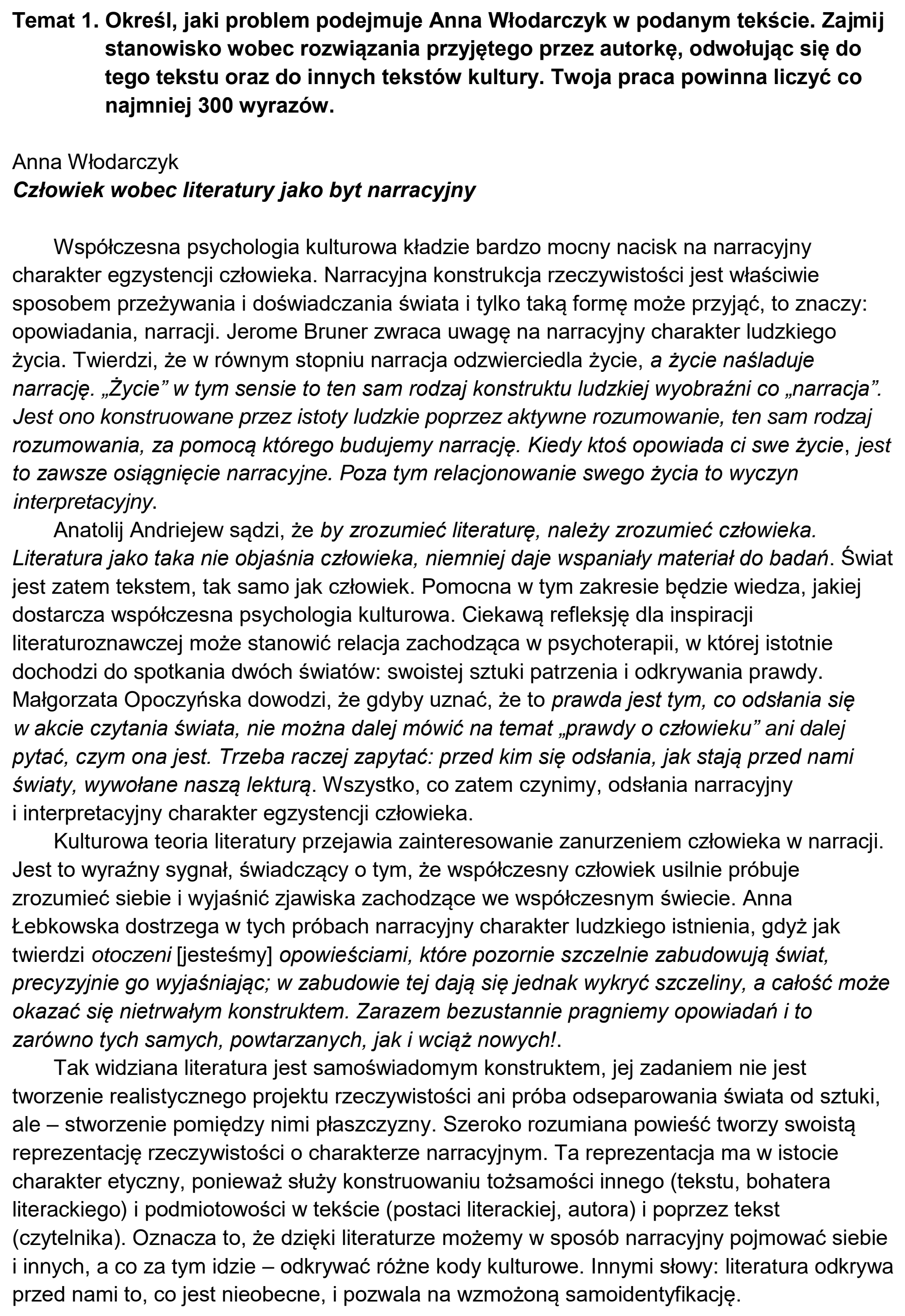 Matura dodatkowa, czerwiec 2026, podgląd zadania 1, fragment 1
