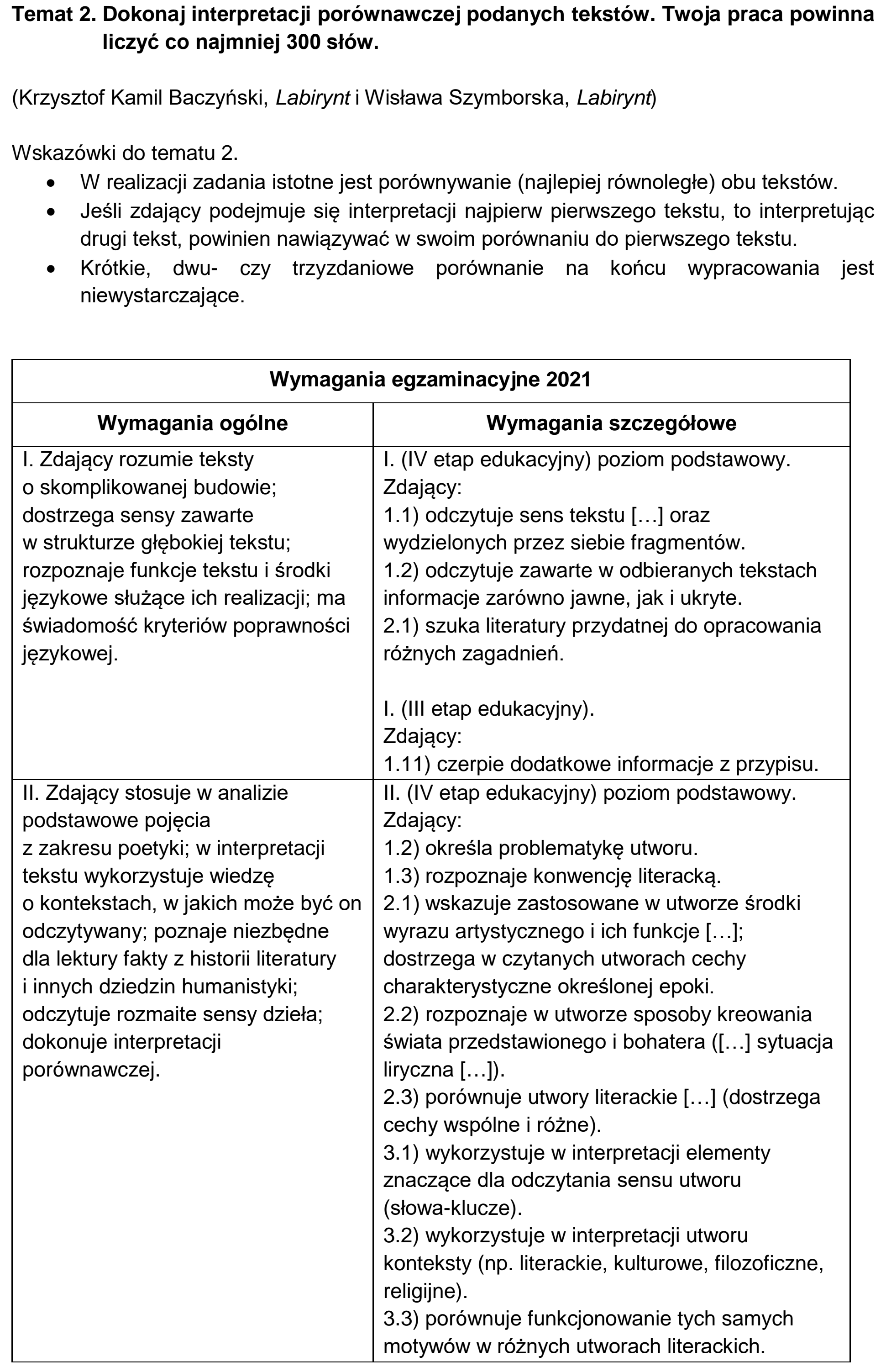 Matura, maj 2021, odpowiedź do zadania 2, fragment 1