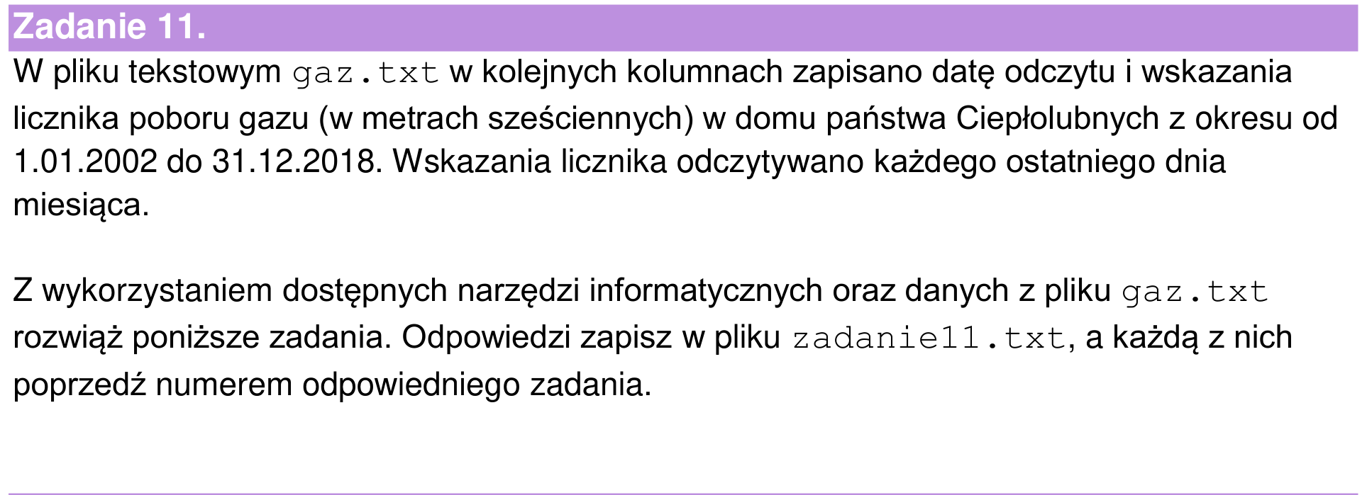 Informator maturalny 2024, wstęp zadania 11