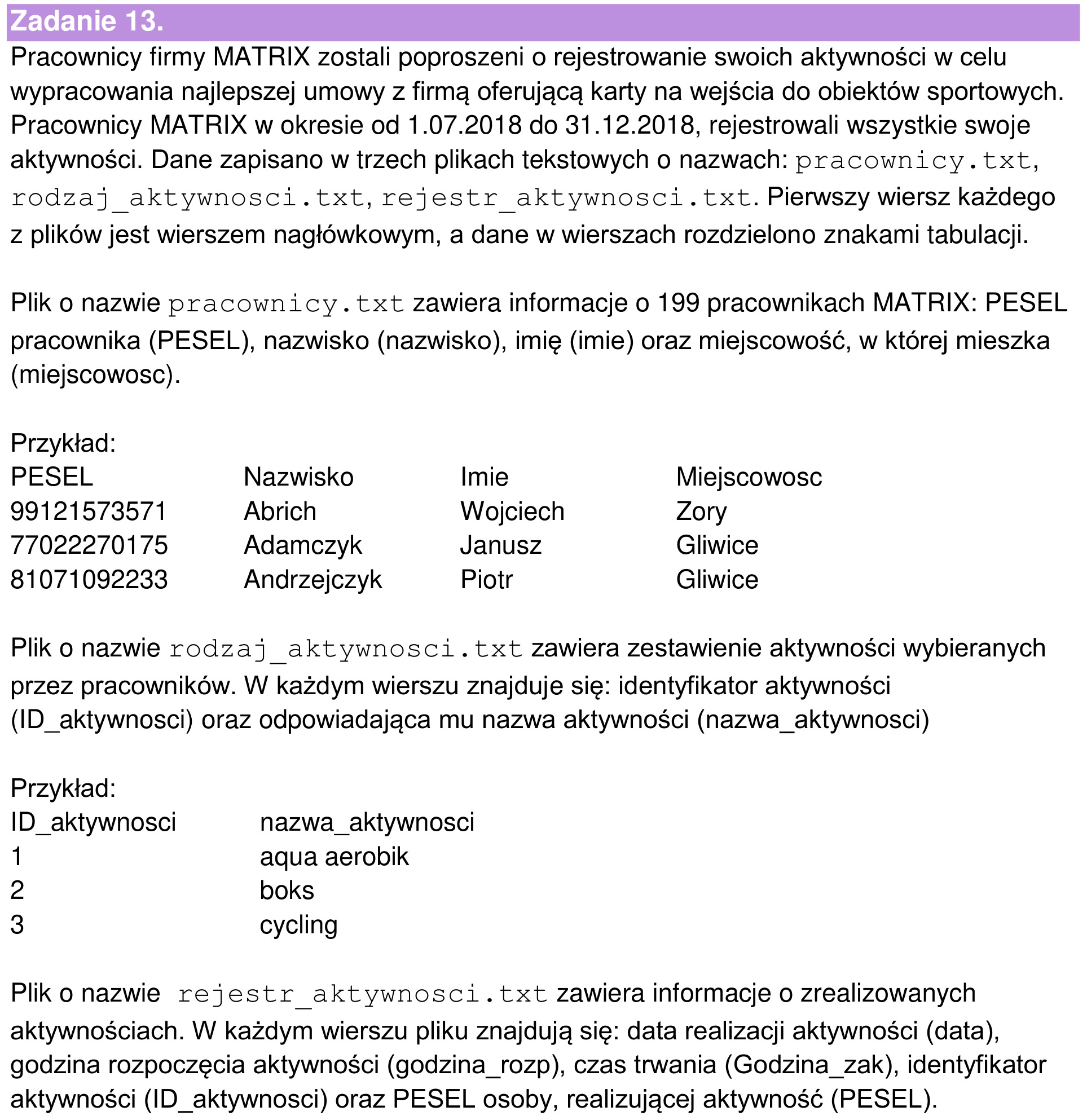 Informator maturalny 2024, wstęp zadania 13, fragment 1