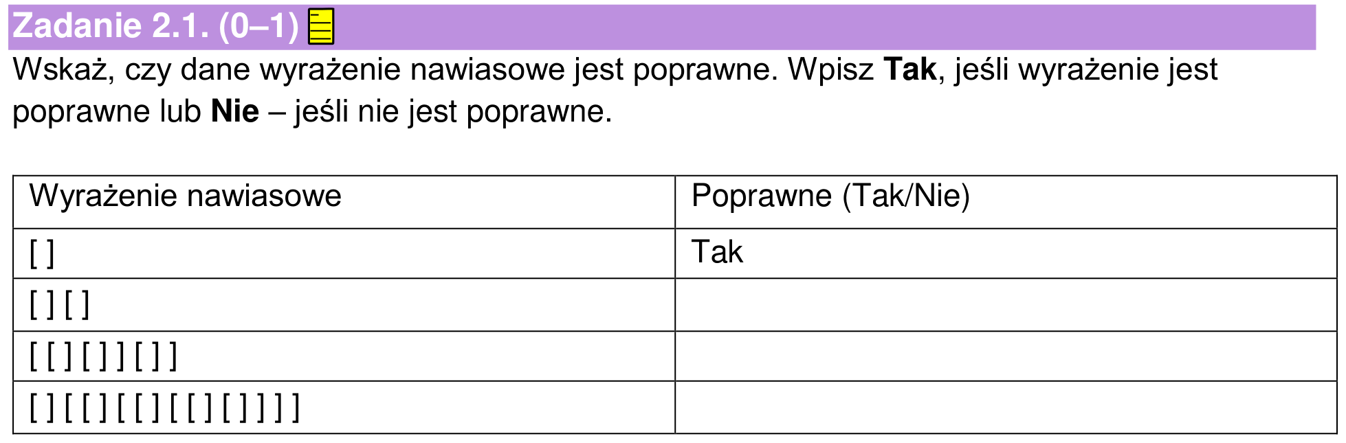 Informator maturalny 2024, zadanie 2.1