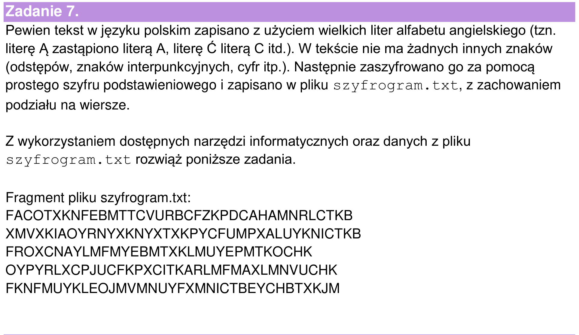 Informator maturalny 2024, wstęp zadania 7
