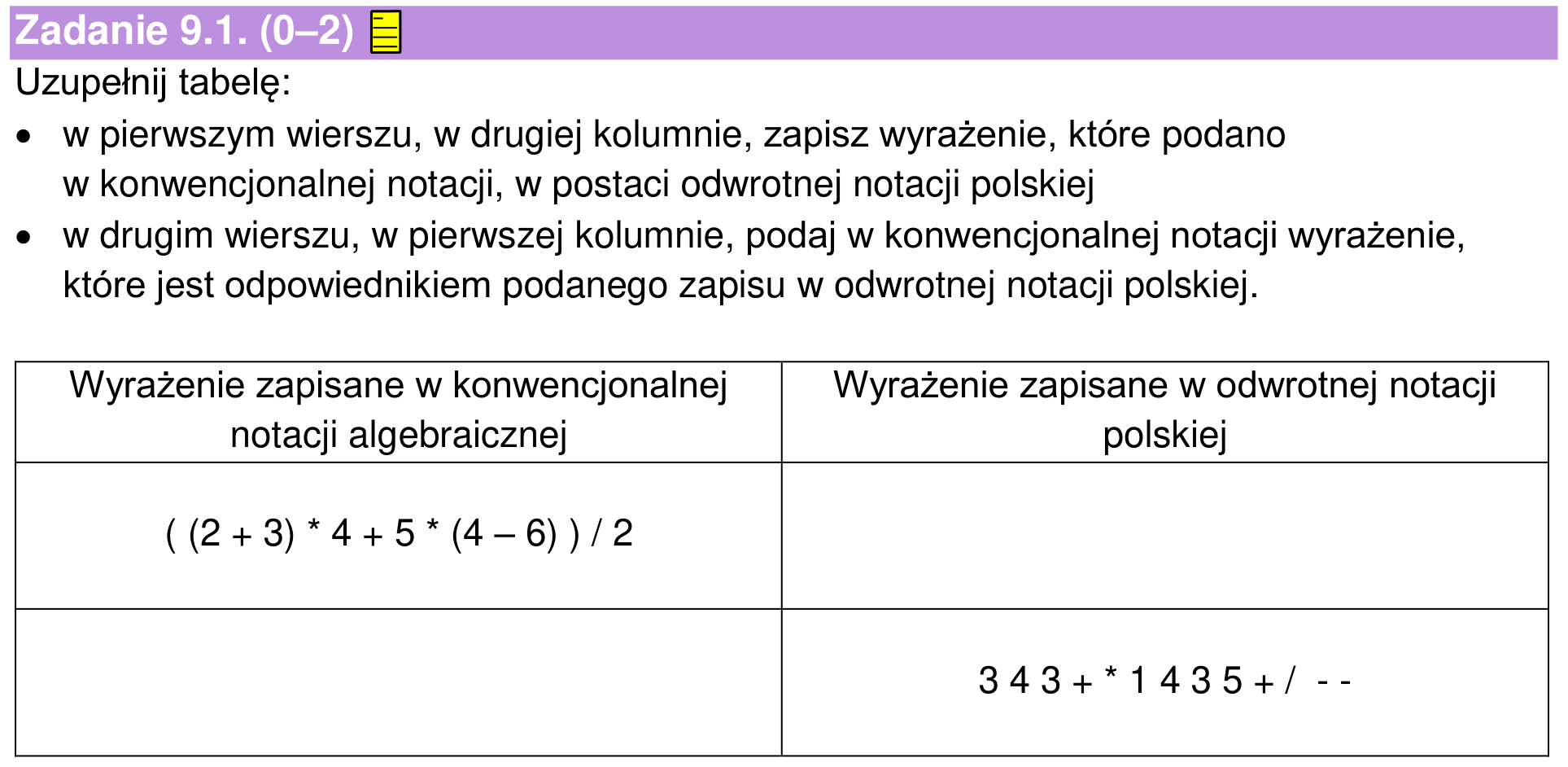 Informator maturalny 2024, zadanie 9.1