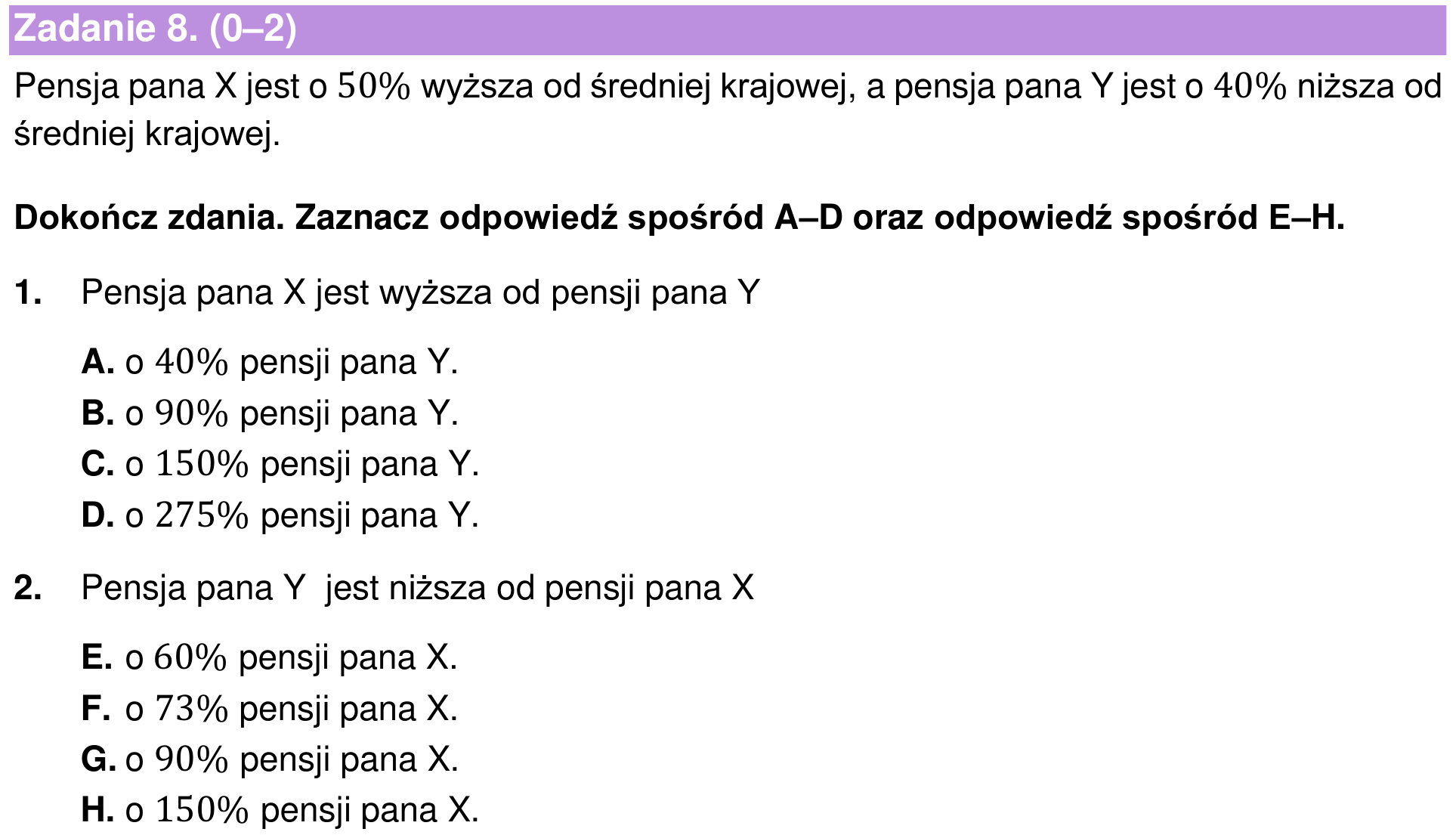 Informator maturalny 2022 – podstawa, zadanie 8