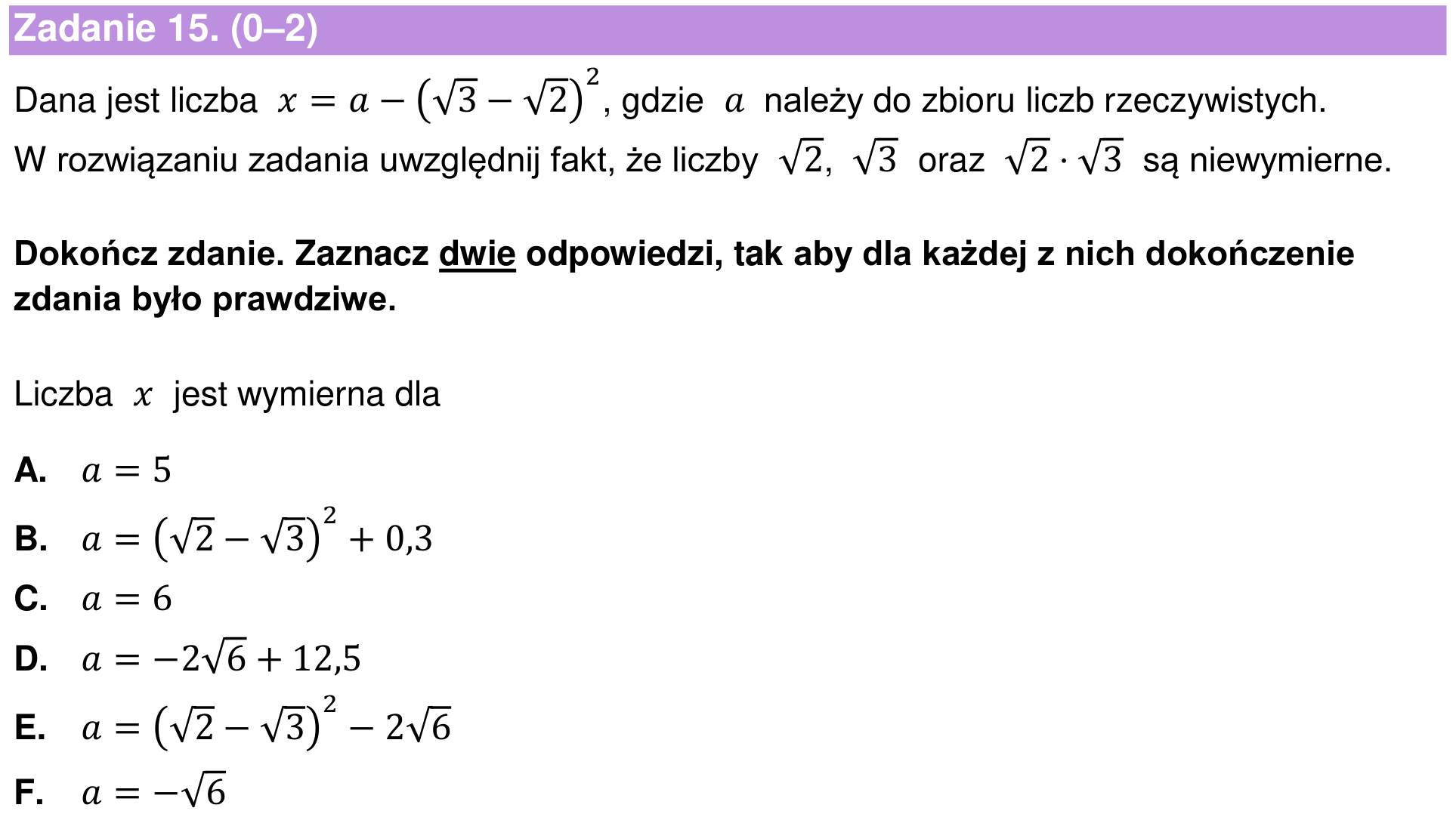 Informator maturalny 2024 – podstawa, zadanie 15