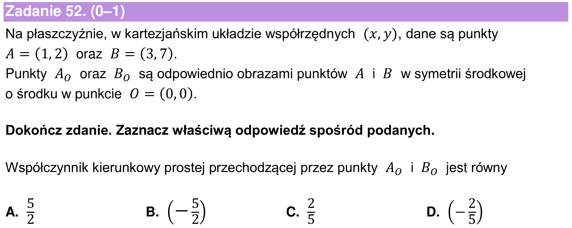 Informator maturalny 2024 – podstawa, zadanie 52