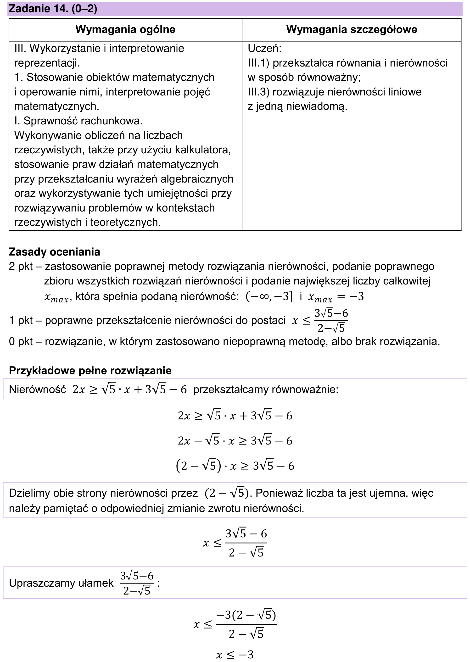 Zbiór zadań 2022 – podstawa, odpowiedź do zadania 14, fragment 1