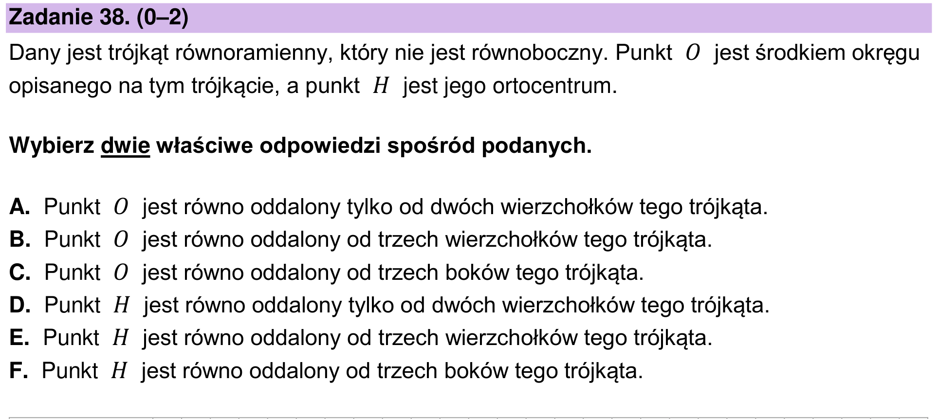 Zbiór zadań 2022 – podstawa, zadanie 38