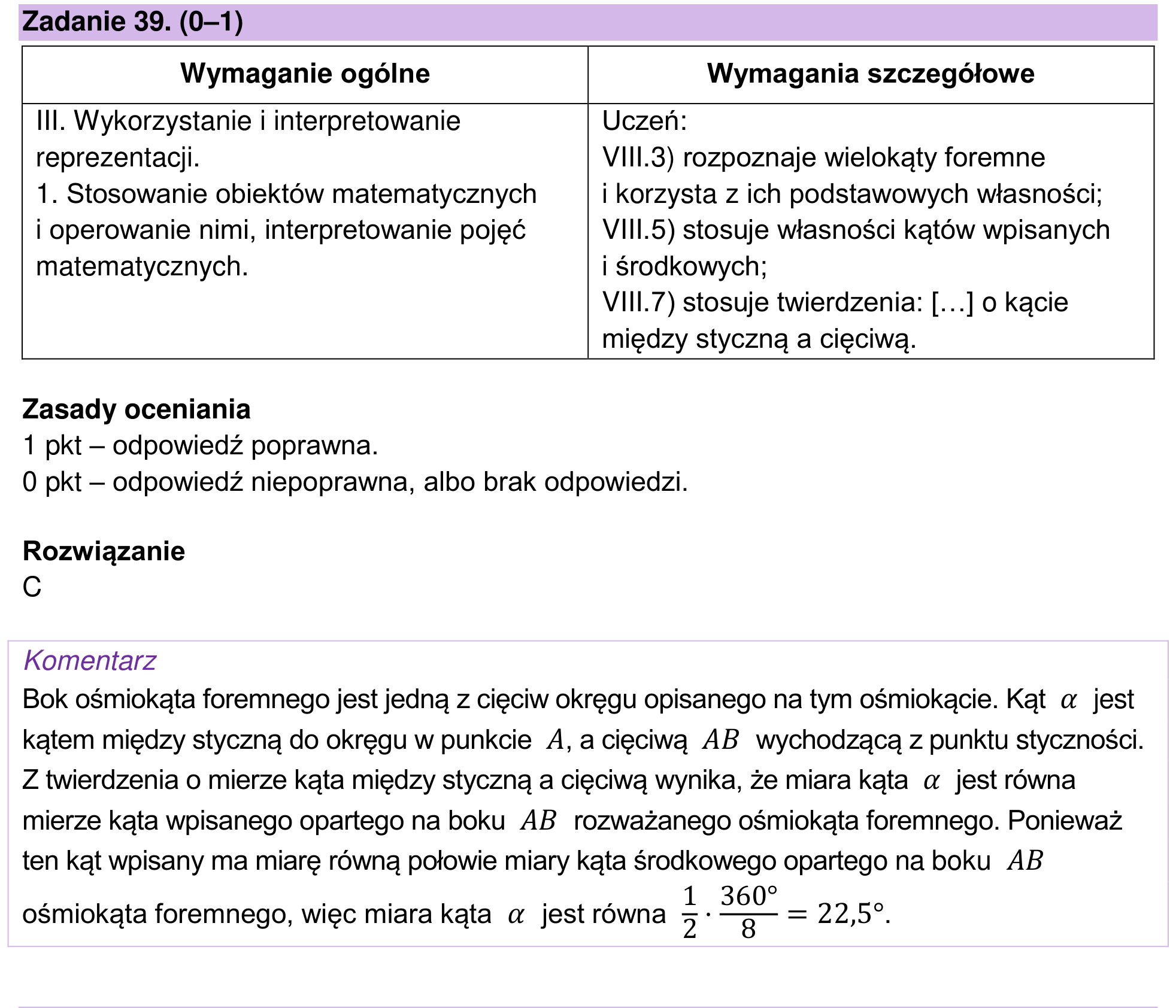 Zbiór zadań 2022 – podstawa, odpowiedź do zadania 39