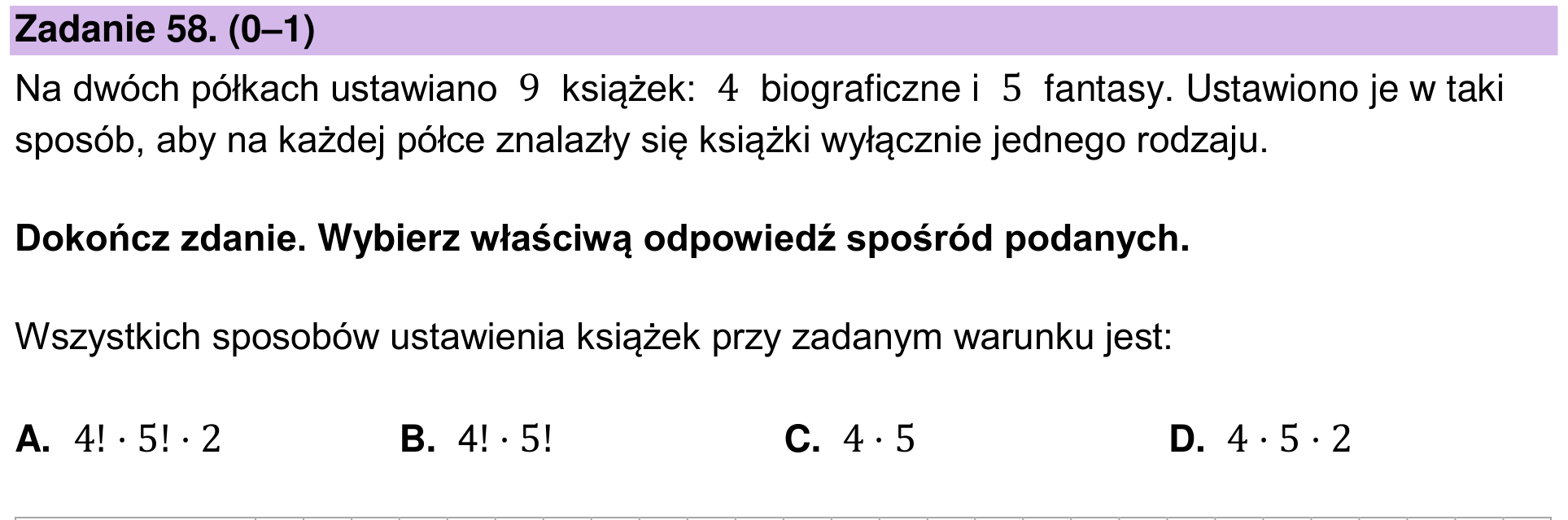 Zbiór zadań 2022 – podstawa, zadanie 58