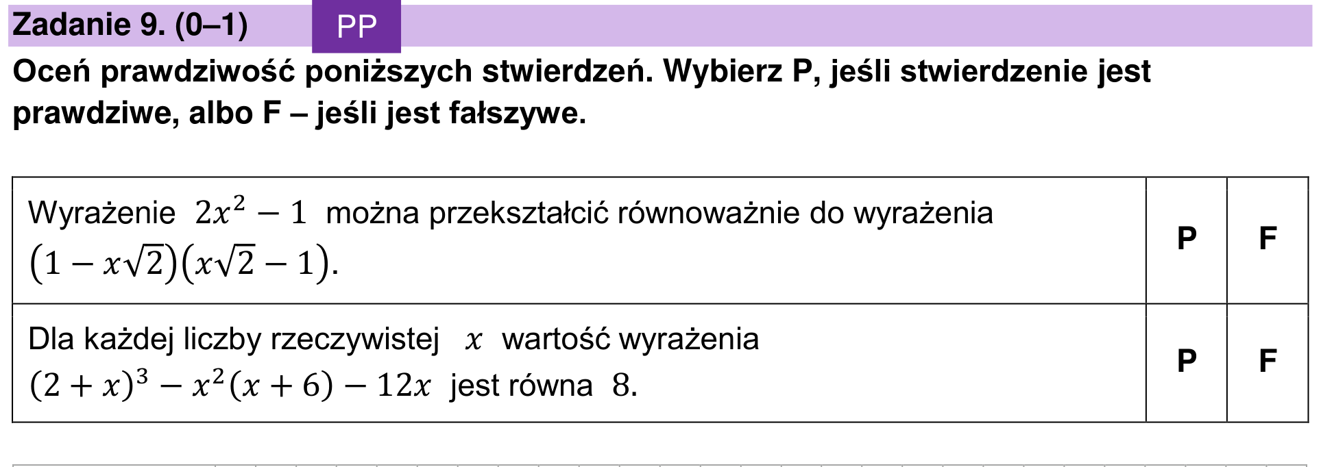 Zbiór zadań 2022 – podstawa, zadanie 9
