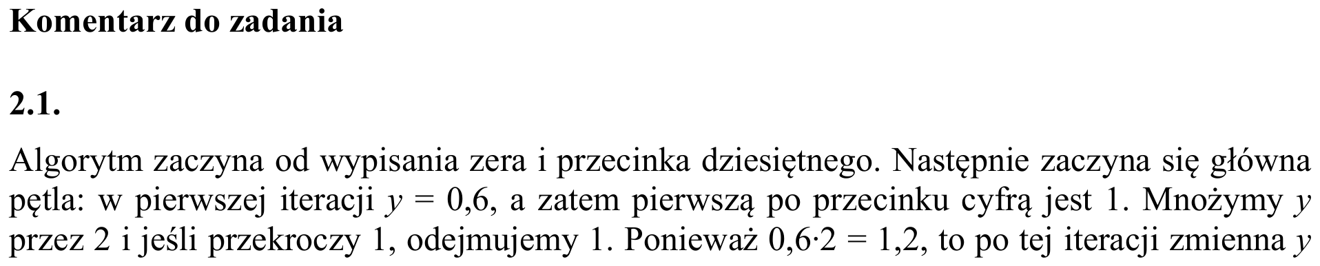 Zbiór zadań 2015, komentarz do zadania 2.1, fragment 1